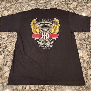Vintage Harley Davidson Isla Mujeres Mexico Black Size L EUC Freedom Machine